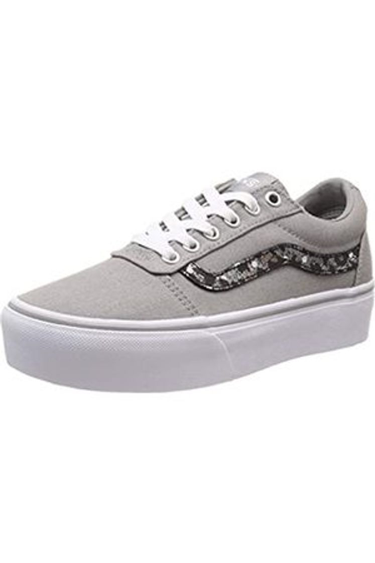 Social Vans Ward Platform Canvas Zapatillas Mujer, Negro