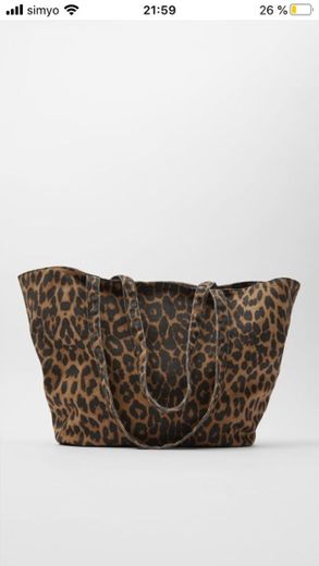 bolso shopper tejido leopardo