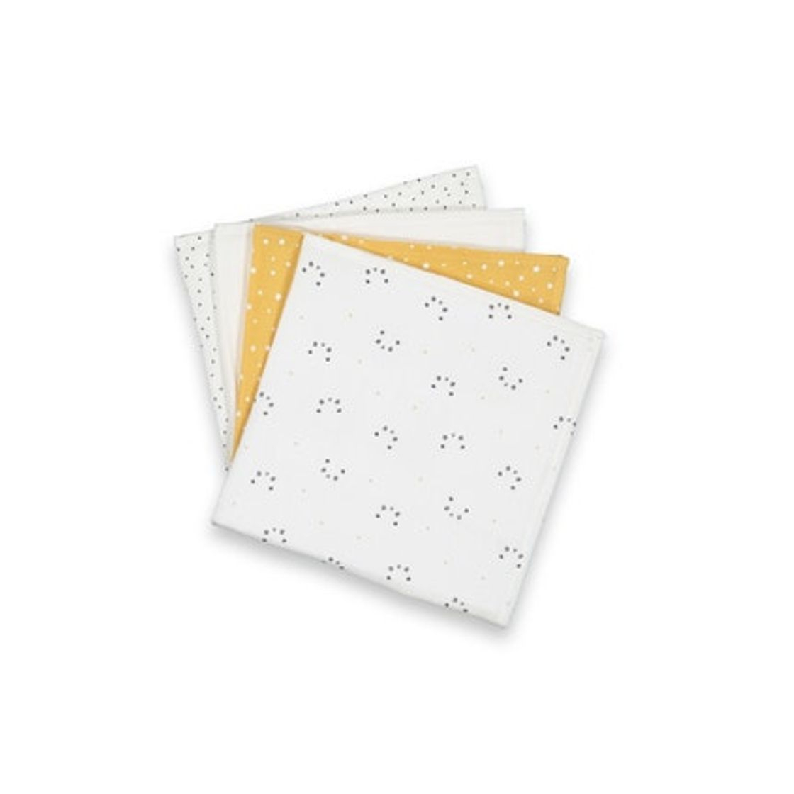 Productos Pack of 4 printed muslin squares yellow