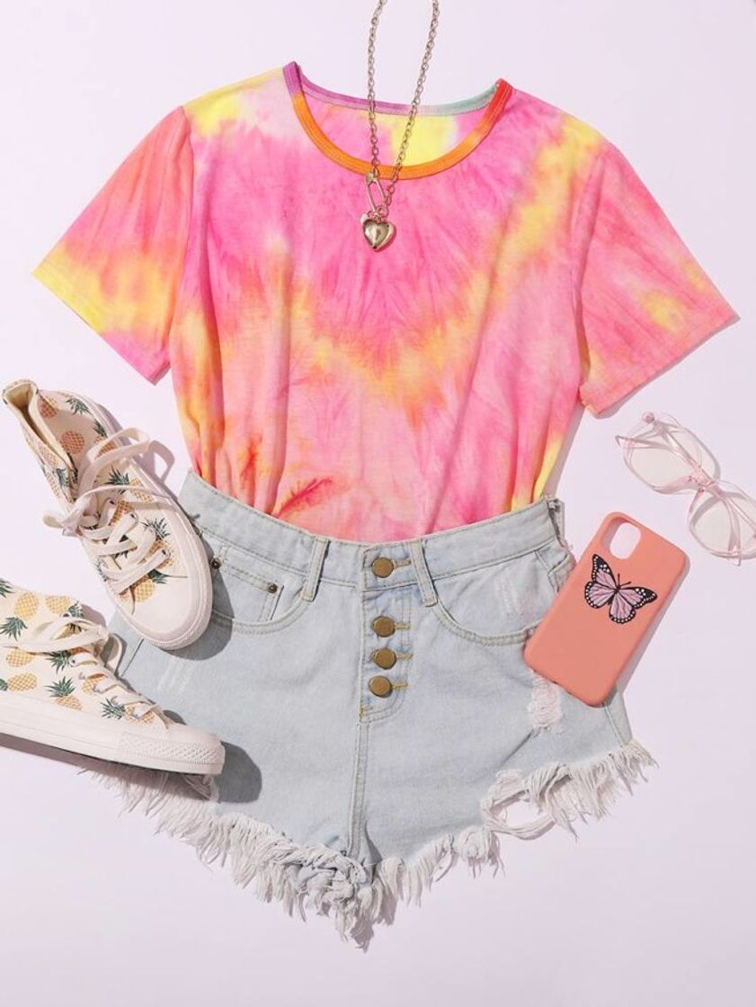 Fashion Camiseta Tie Dye Rosa