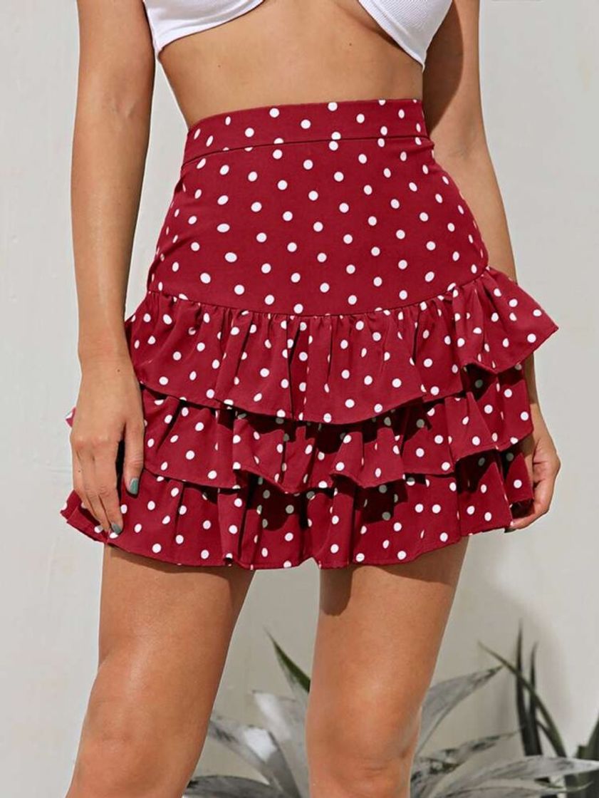 Social Falda roja con lunares