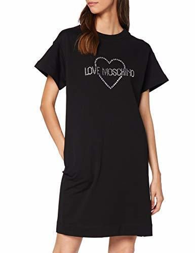 Love Moschino Logo Core Rhimestone_Short Sleeve Dress Vestido,