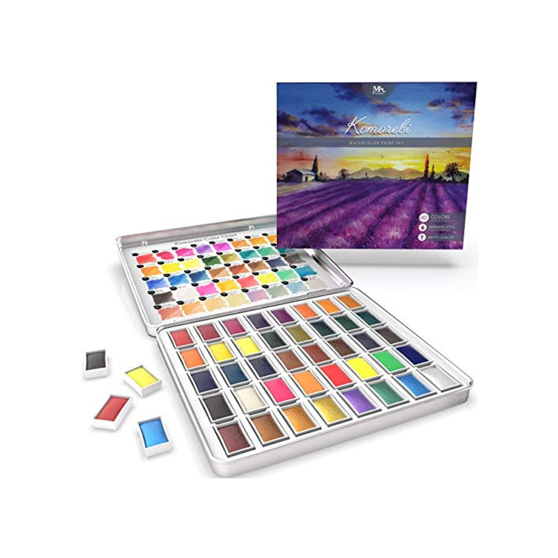 Social Set de 40 Acuarelas Japonesas Komorebi - Colores de Acuarela Profesional