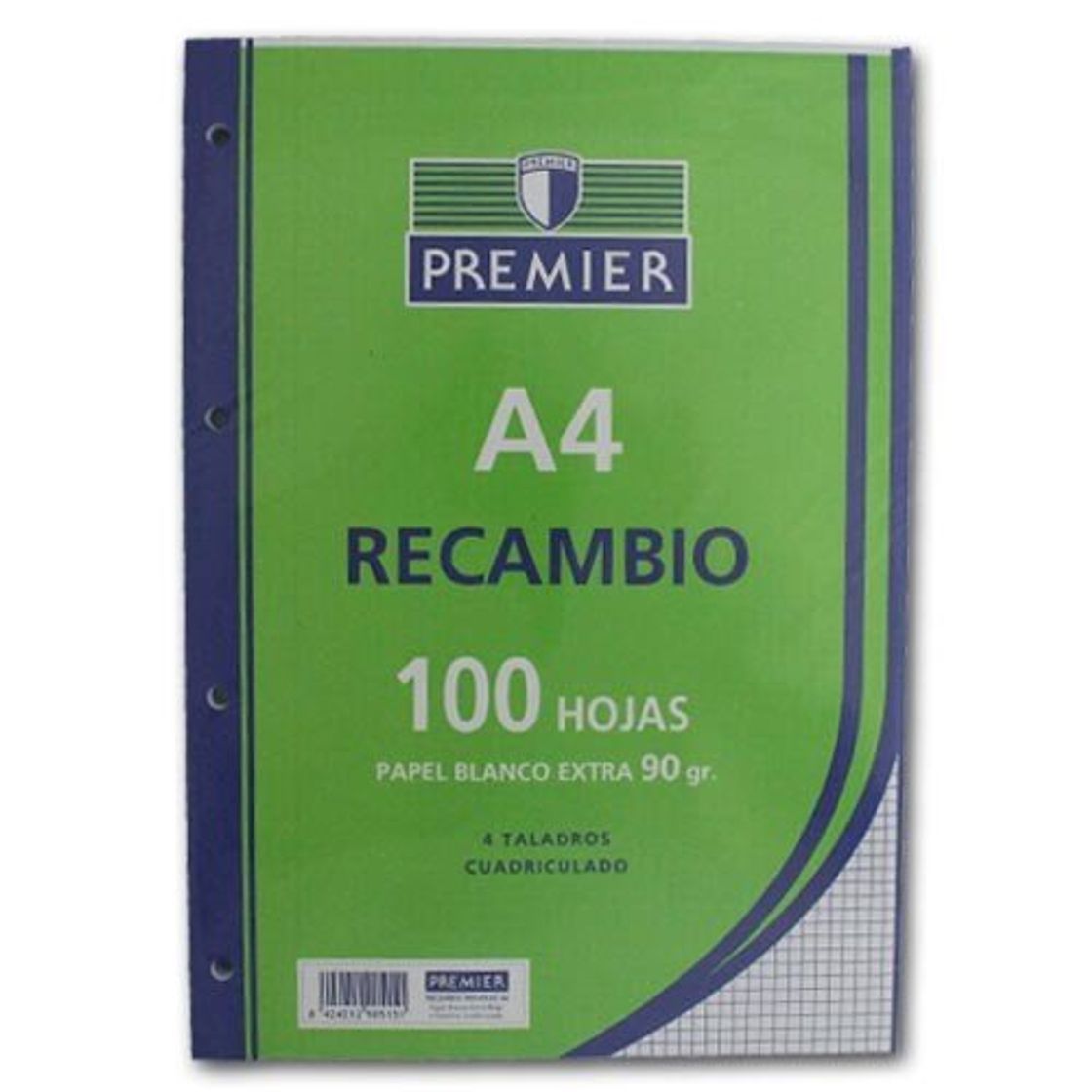 Product Premier Recambio de Hojas cuadriculadas A4 con Agujeros