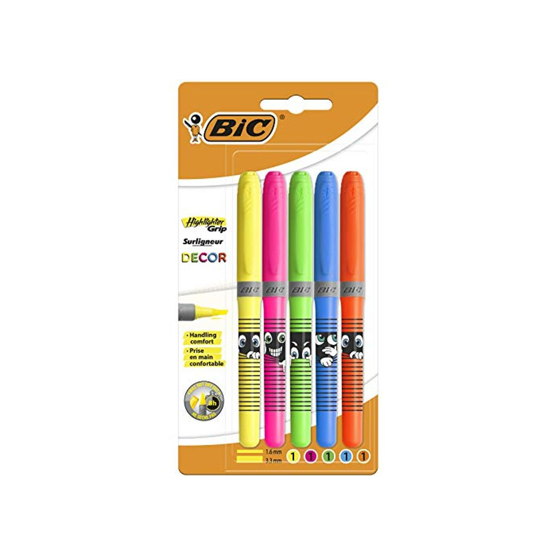 Social BIC Highlighter Grip Decor - Rotuladores con punta biselada