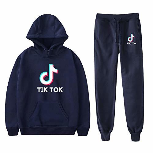 Lugar TIK TOK Imprimiendo Chandal Conjunto con Capucha para Mujer Hombre Casual Conjuntos