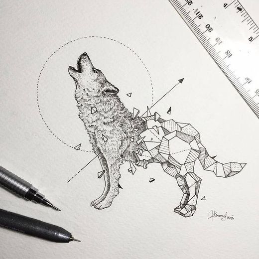 Tatuagem lobo - geometric beast 