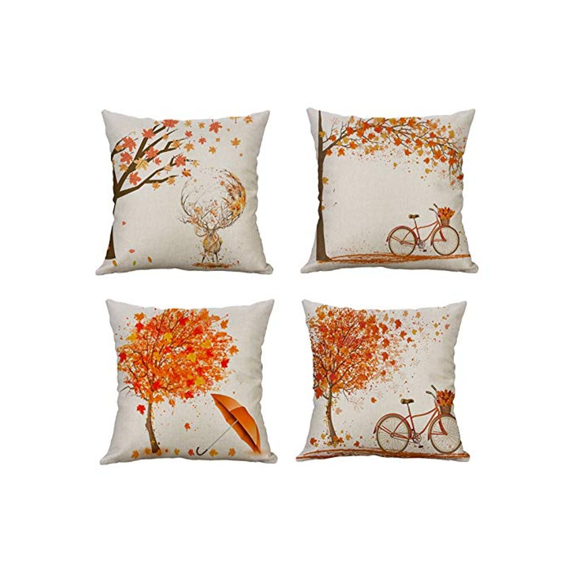 Productos MIULEE Juego de 4 Lino Cojines Estilo de Hoja de Arce Otoñal Funda Naranjas de Cojín Almohada Caso de Decorativo Cojines para Sala de Estar sofá Cama18 x18 Pulgadas 45x45cm