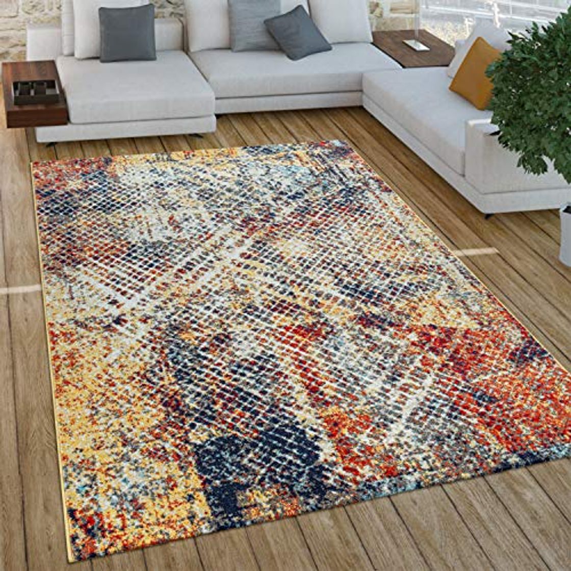 Alfombra Salón con Aspecto Desgastado Vintage, Pelo Corto Estilo Industrial En Marrón