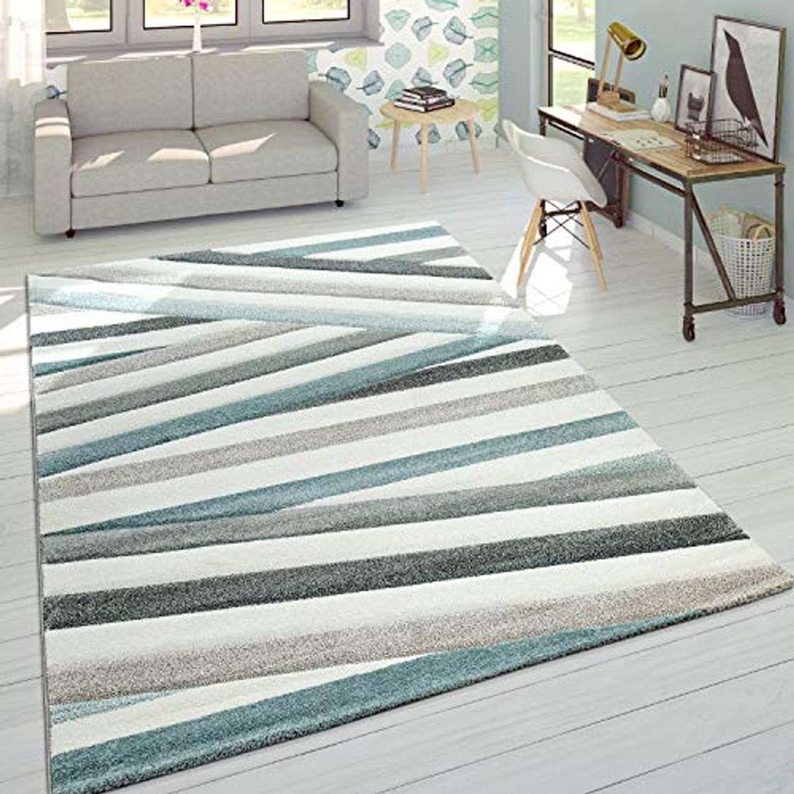 Productos Paco Home Alfombra De Diseño Moderna Contorneada En Colores Pastel A Rayas