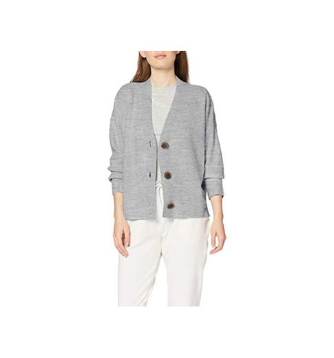 Marca Amazon - find. Stitch Cardigan - chaqueta punto Mujer, Gris