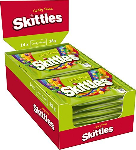 Social Skittles Crazy Sours Aspro-Afrutado dulces Pack de 14 x38g Bags