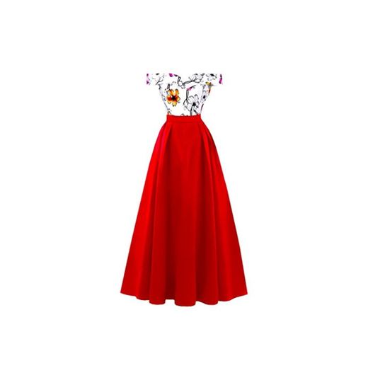YiLianDaD Mujer Vintage Años 50 Vestido de Fiesta Noche Cuello en V Rockabilly Dress Tallas Grande