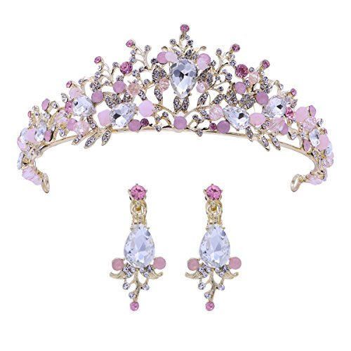 Frcolor Tiara de la boda y corona flor de diamantes de imitación