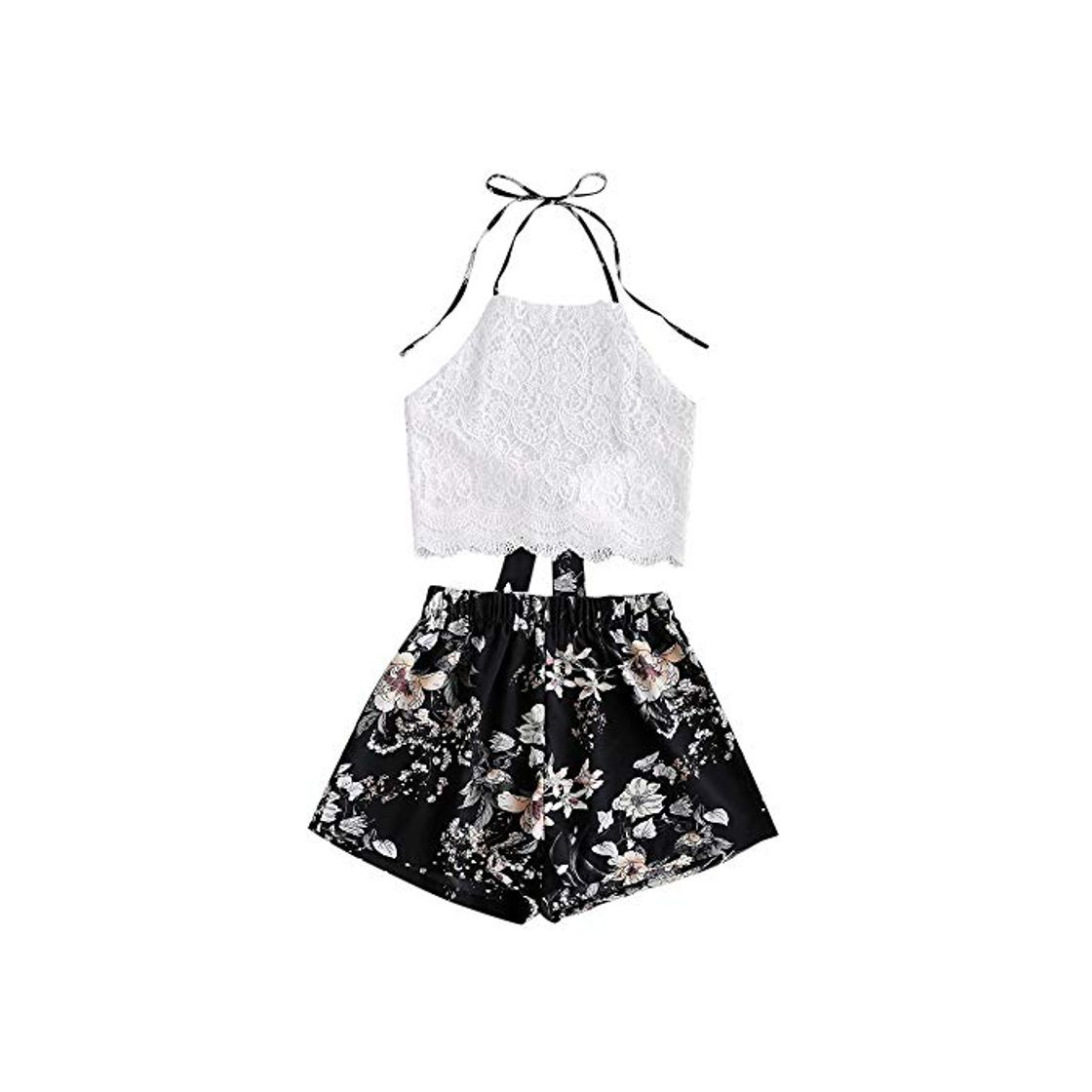 Moda ZAFUL - Conjunto de camiseta y pantalón corto para mujer con diseño