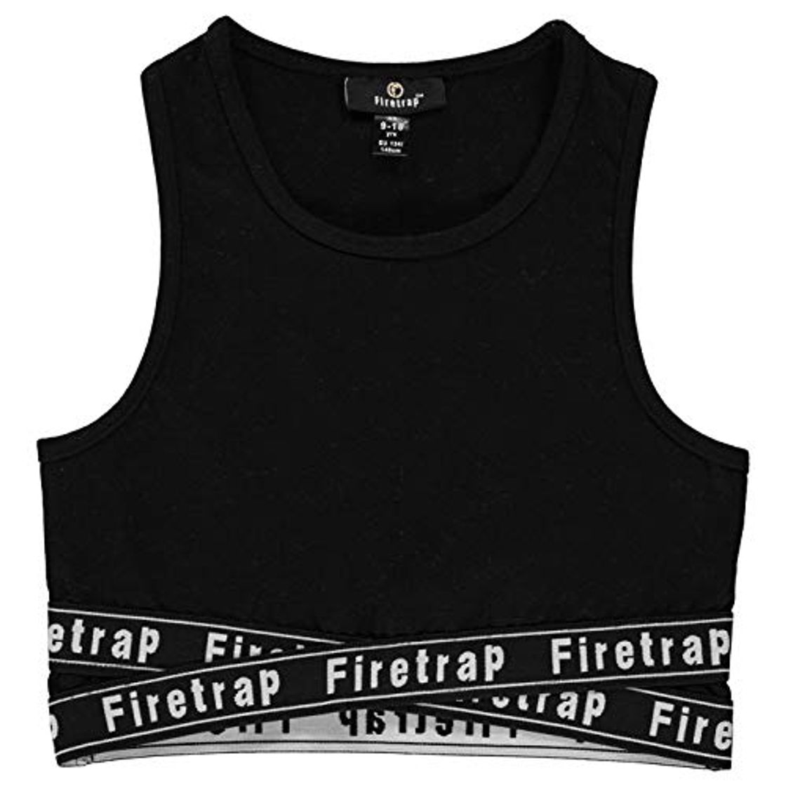 Social Firetrap Niñas Cross Crop Camiseta De Tirantes Jet Black 11-12 años