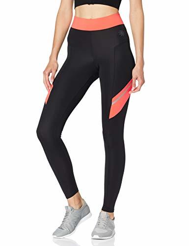 Product Marca Amazon - AURIQUE Mallas de Deporte Combinadas Mujer, Negro