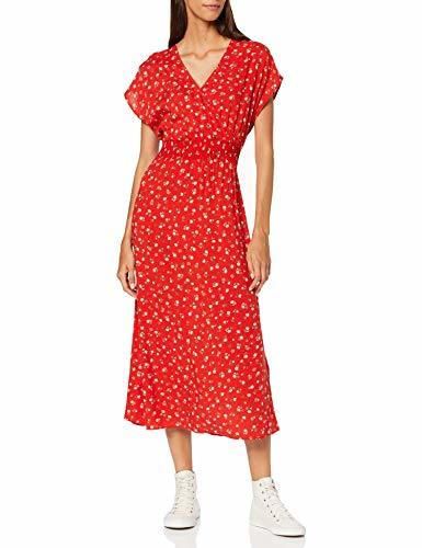 New Look Nell Rose Wrap Shirred Vestido, Rojo