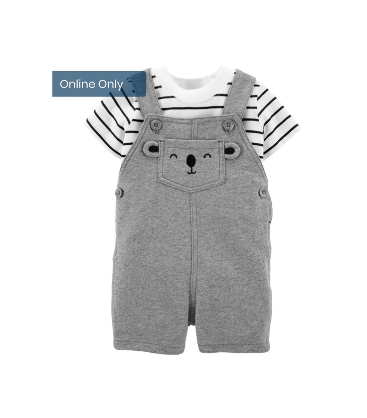 Producto 2-Piece Striped Tee & Bear Shortalls Set