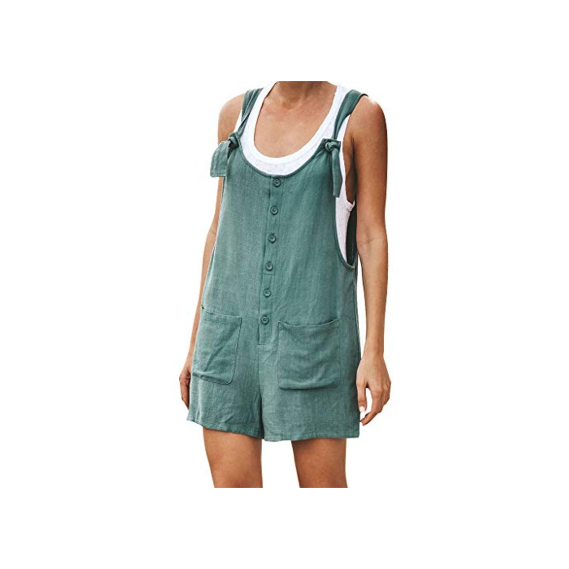 Social Mxjeeio💖Monos Cortos Mujer de Verano Mono de botón Casual de Bolsillo para