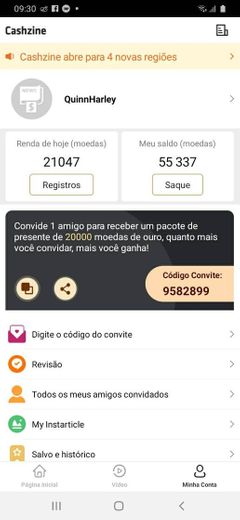 Aplicativo gratuito para compartilhar com você, Cashzine