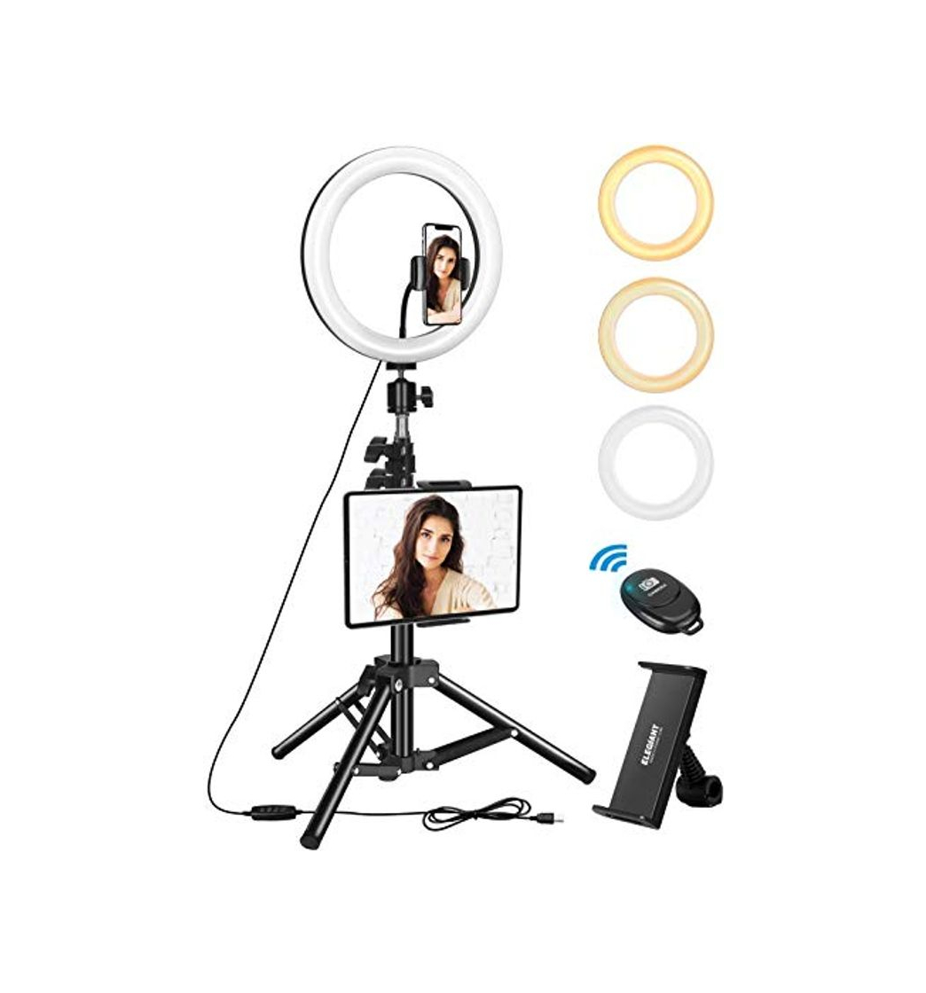 Social ELEGIANT Anillo de Luz Trípode LED 10", Aro de Luz con Trípode