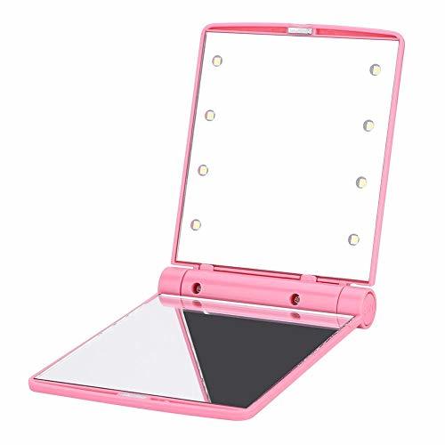 Place Qkiss Makeup Cosmetic Plegable Espejo de Bolsillo Compacto Portátil Con Lámpara de