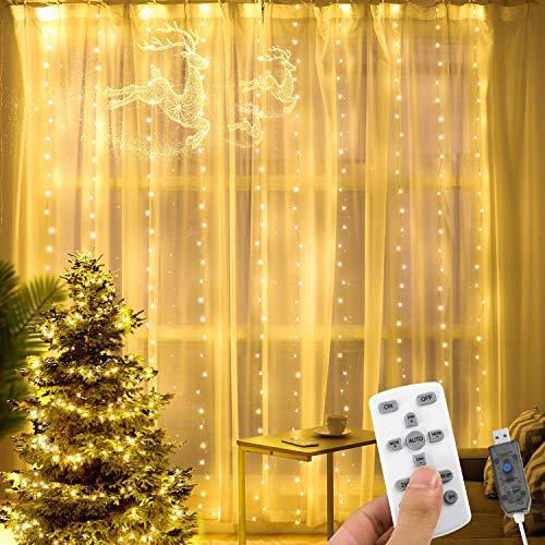 Lugar AGPTEK Cortina de Luces LED 3 * 3M 300 LED USB Luz