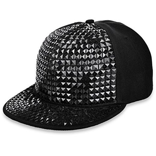 Rock Punk snapback-jltph Pyramid de plástico Studs Bling plano hip hop gorra