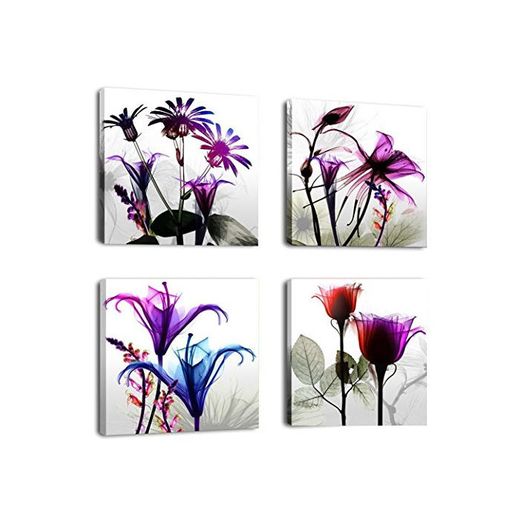 4 Paneles Giclee Moderno Impresiones Obra de Flores Fotos Pinturas de Fotos