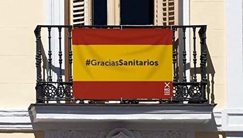 Bandera de Lona con el Hashtag #GraciasSanitarios Medidas 100 x 70 cm