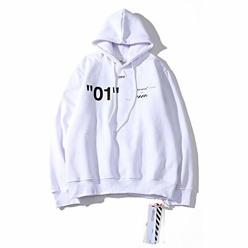 QYS Sudadera con Capucha Off OW Logo Cotton Pullover para Hombres/Mujeres