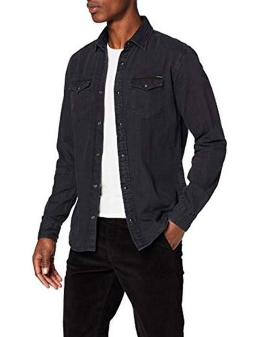 Social JACK & JONES Jjesheridan Shirt L/s Camisa Vaquera, Negro