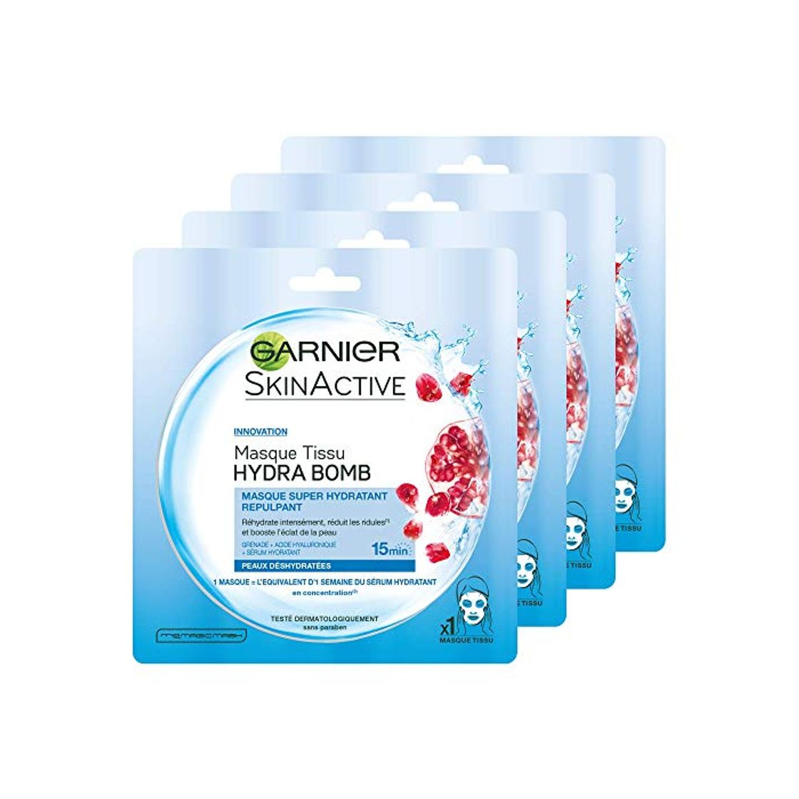 Beauty Garnier SkinActive Hydra Bomb - máscaras faciales (Unisex, Piel mixta, Piel seca, Piel normal, Piel grasosa, Piel sensible, Wet skin, Hydrating, Hidratante, Revitalizador)