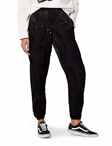 Product Marca Amazon - find. Feather Pattern Silky Jogger Pantalones Mujer, Negro