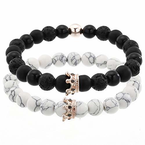 Producto WDAIJY Pulsera Mujer，2Pcs/Juegos Crown Encanto Pulseras para Mujer Hombre De Piedra De