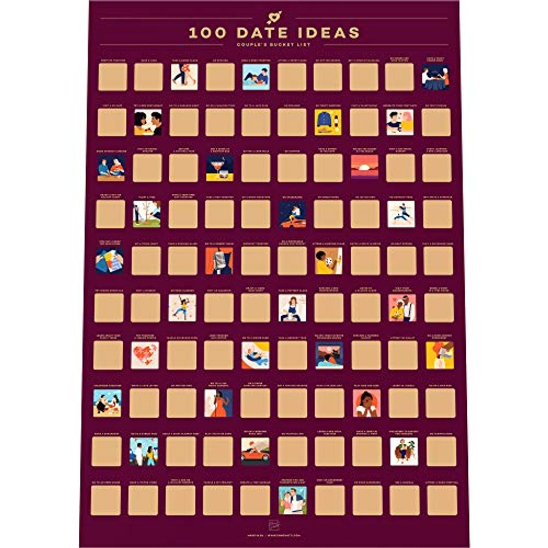 Producto 100 Dates Scratch Off Poster - Póster para rascar con 100 citas