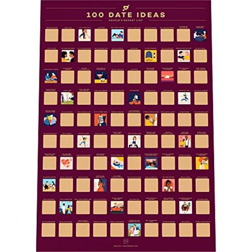 100 Dates Scratch Off Poster - Póster para rascar con 100 citas