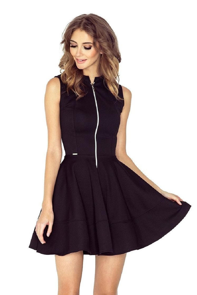 Fashion Vestido negro cuello mao ropa de mujer