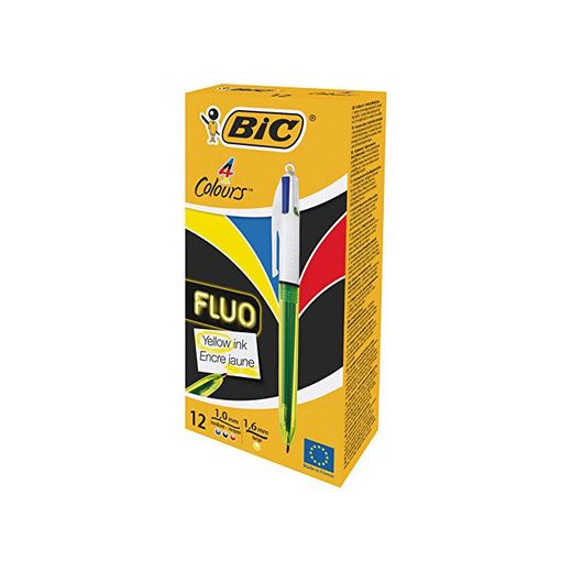 BIC 4 colores Fluo bolígrafos Retráctiles - Tinta Negra