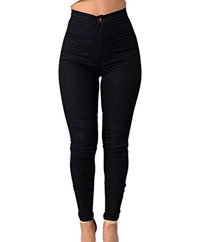 Moda ZKOO Cintura Alta Pantalones Jeans Mujer Elástico Flacos Vaqueros Leggings Push up