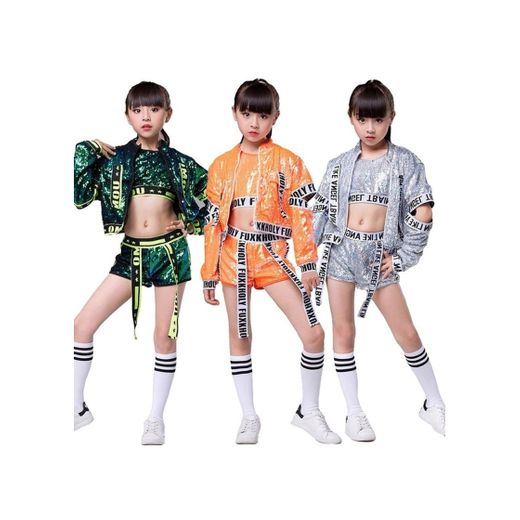 5pcs Girls Modern Jazz Hip Hop Dance Costume Stage Performance Outfit