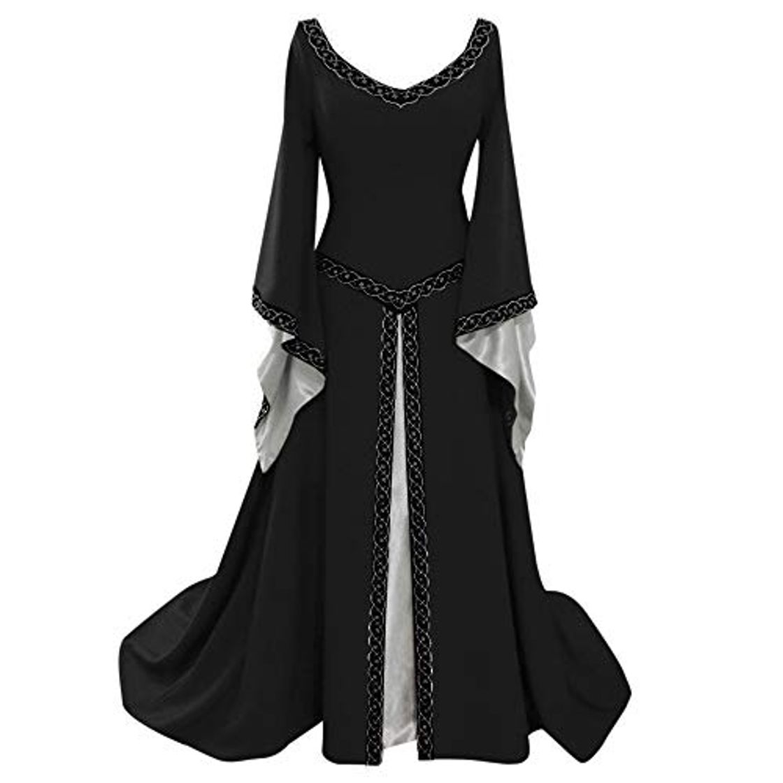 Fashion BIBOKAOKE Vestido maxi para mujer medieval con mangas de trompeta