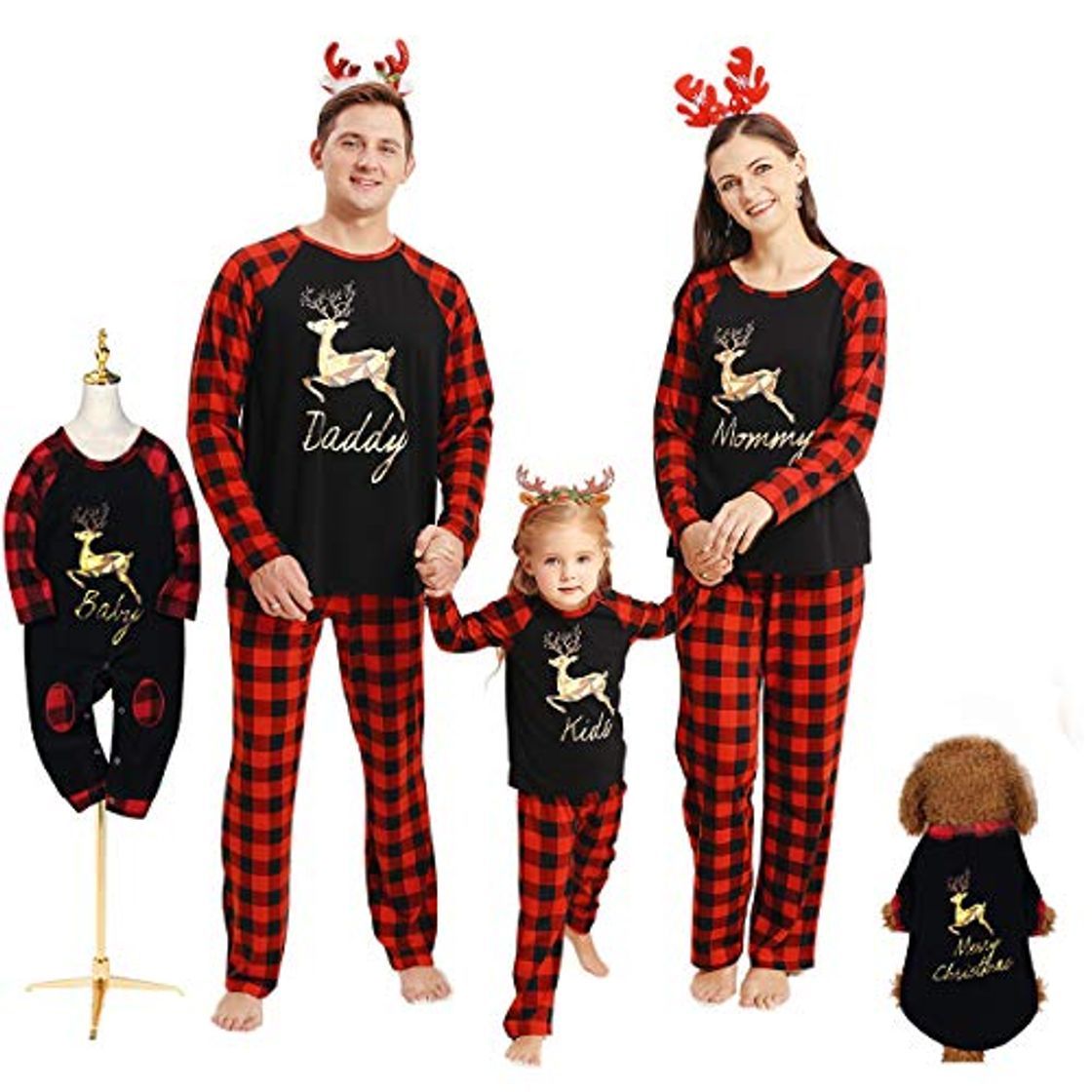 Productos Hinzonek Navidad Familia Juego de Ropa Conjunto Mascota Bebé Niño Hombres Mujeres