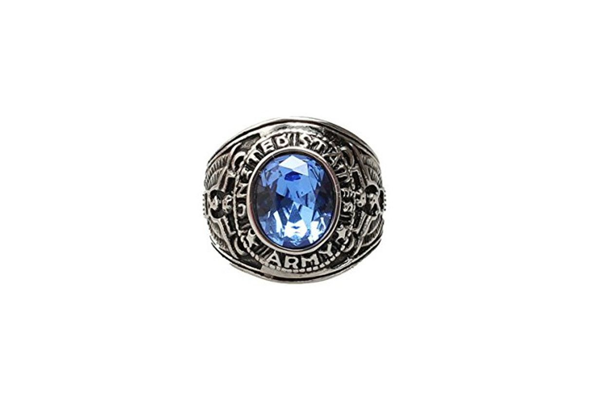 Fashion Epinki Hombre Anillos Acero Inoxidable Soldado Ejército Militar Oval con Azul Cubic