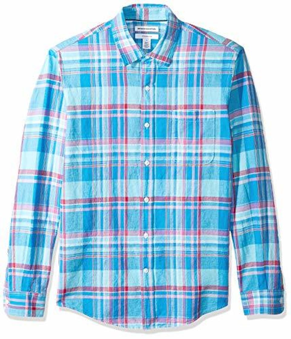 Producto Amazon Essentials - Camisa de lino con manga larga, corte entallado y