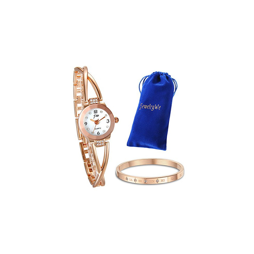 JewelryWe Juego de Pulsera con Reloj Oro Rosa