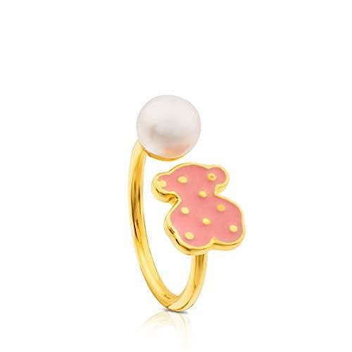 Anillo TOUS Face, plata vermeil baño de oro de 18kt con esmalte