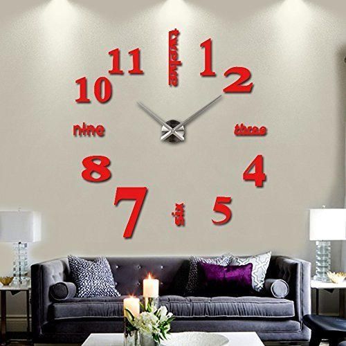 Product Ceiceili Reloj de Pared 3D con Números Adhesivos DIY Bricolaje Moderno Decoración