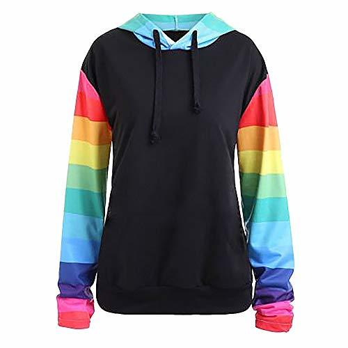 Producto OverDose mujer Ocasionales De Manga Larga Colorida Bloque De Rayas Sudadera con